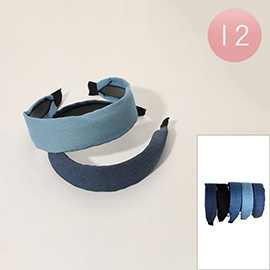 12PCS - Stylish Wide Denim Fabric Headbands