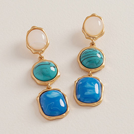 Vintage Multi Color Stone Drop Earrings