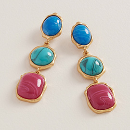 Vintage Multi Color Stone Drop Earrings
