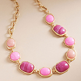 Chunky Geometric Resin Stone Cluster Link Necklace