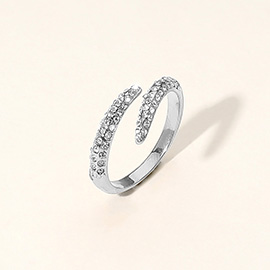 SECRET BOX_Stainless Steel Rhinestone Paved Wrap Ring