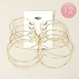 12 SET OF 3 - Thin Metal Hoop Earring Set