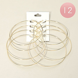 12 SET OF 4 - Large Thin Metal Hoop Earring Set
