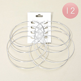 12 SET OF 4 - Large Thin Metal Hoop Earring Set