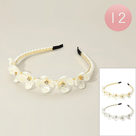 12PCS - Floral Pearl Headband