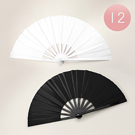 12PCS - Plain Folding Line Dance Hand Fan