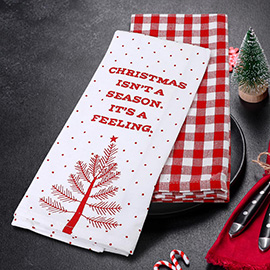 2PCS - Inspirational Christmas Message Gingham Kitchen Towel Set