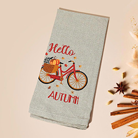 HELLO ATUMN Pumpkin Bicycle Printed Kitchen Towel