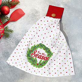 TIS THE SEASON Christmas Wreath Hanging Kitchen Towel