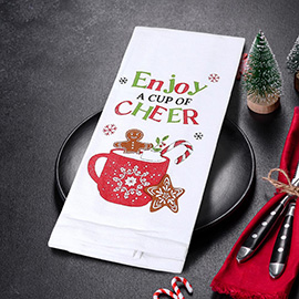 ENJOY A CUP OF CHEER Hot Cocoa Holiday Kitchen Towel