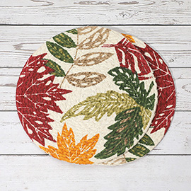 2PCS - Fall Leaf Pattern Printed Round Placemat