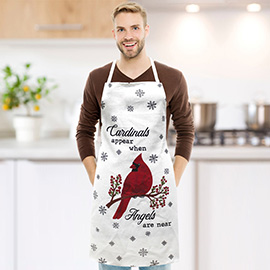 CARDINALS Message Snowflake Pattern Printed Holiday Apron
