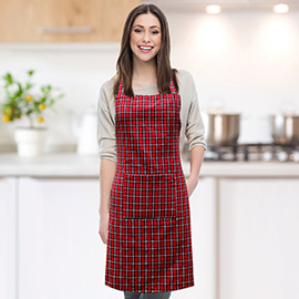Classic Checkered Pattern Front Pocket Kitchen Apron