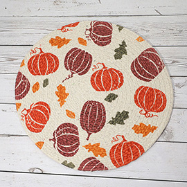 Fall Pumpkin Pattern Printed Round Placemat