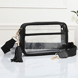Faux Leather Transparent Rectangular Crossbody Bag