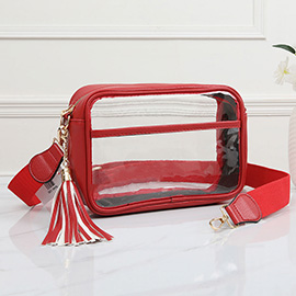 Faux Leather Transparent Rectangular Crossbody Bag