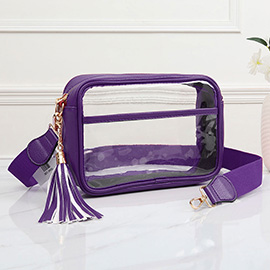 Faux Leather Transparent Rectangular Crossbody Bag