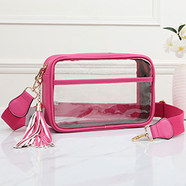 Faux Leather Transparent Rectangular Crossbody Bag