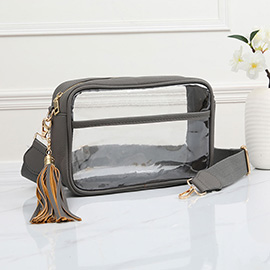 Faux Leather Transparent Rectangular Crossbody Bag