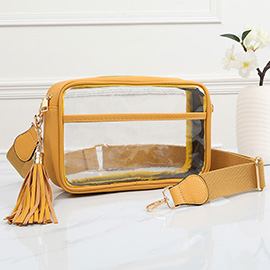 Faux Leather Transparent Rectangular Crossbody Bag