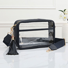 Faux Leather Transparent Rectangular Crossbody Bag