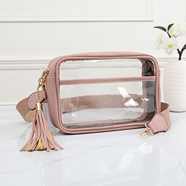 Faux Leather Transparent Rectangular Crossbody Bag