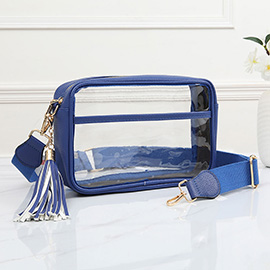Faux Leather Transparent Rectangular Crossbody Bag