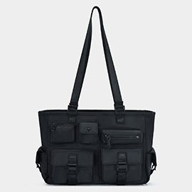 Multi Pocket Utility Shoulder Tote Bag