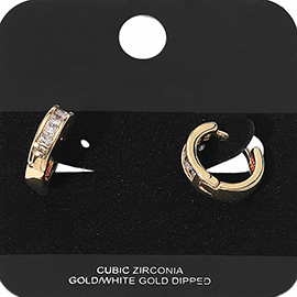 Gold Dipped CZ Stone Mini Hoop Huggie Earrings