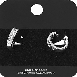 Gold Dipped CZ Stone Mini Hoop Huggie Earrings