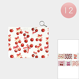 12PCS - Cherry Print Mini ouch Bag / Keychains