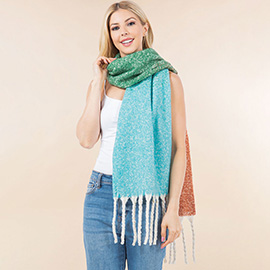 Oversized 3 Tone Soft Twisted Fringe Scarf