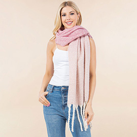 Oversized 3 Tone Soft Twisted Fringe Scarf