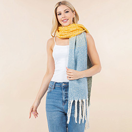 Oversized 3 Tone Soft Twisted Fringe Scarf