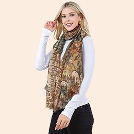 Lightweight Abstract Floral Print Scarf