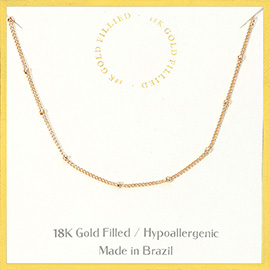 18K Gold Filled Hypoallergenic Delicate Bead Chain Necklace