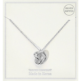 Silver Dipped Twisted Knot Pendant Necklace
