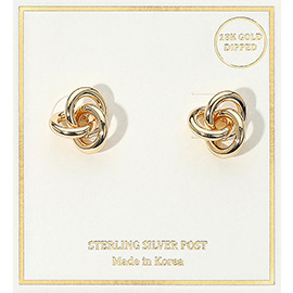 18K Gold Dipped Twisted Knot Stud Earrings