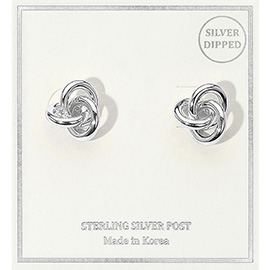 Silver Dipped Twisted Knot Stud Earrings
