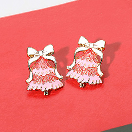Glittered Enamel Bow Topper Christmas Tree Earrings