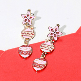 Holiday Star Accent Ornament Drop Earrings