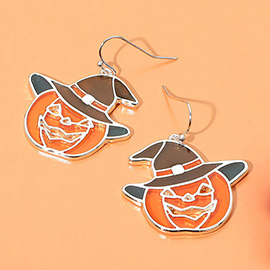 Enamel Halloween Pumpkin Dangle Earrings