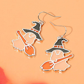Enamel Halloween Witch Ghost Dangle Earrings