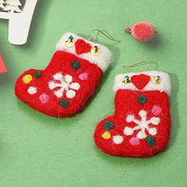 Felt Christmas Socks Dangle Earrings