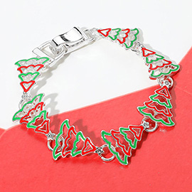 Enamel Christmas Tree Link Magnetic Bracelet