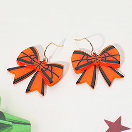 Resin Basketball Bow Dangle Earrings