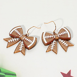 Resin Football Bow Dangle Earrings