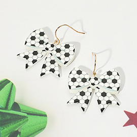 Resin Soccer Bow Dangle Earrings