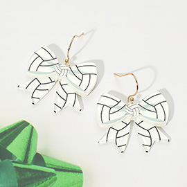 Resin Volleyball Bow Dangle Earrings