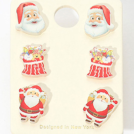 3Pairs - Christmas Santa Claus Earring Set